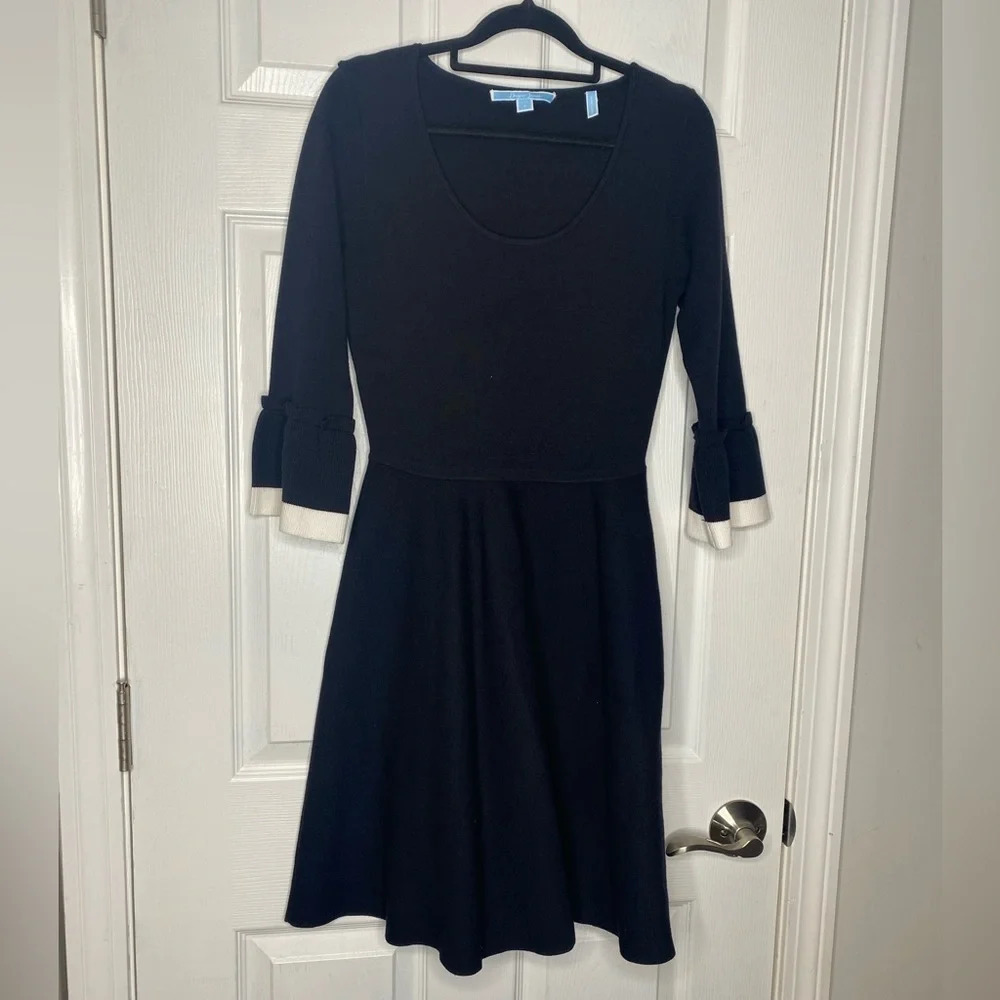 Draper James Flutter Sleeve Black Sweater Dress S… - image 3